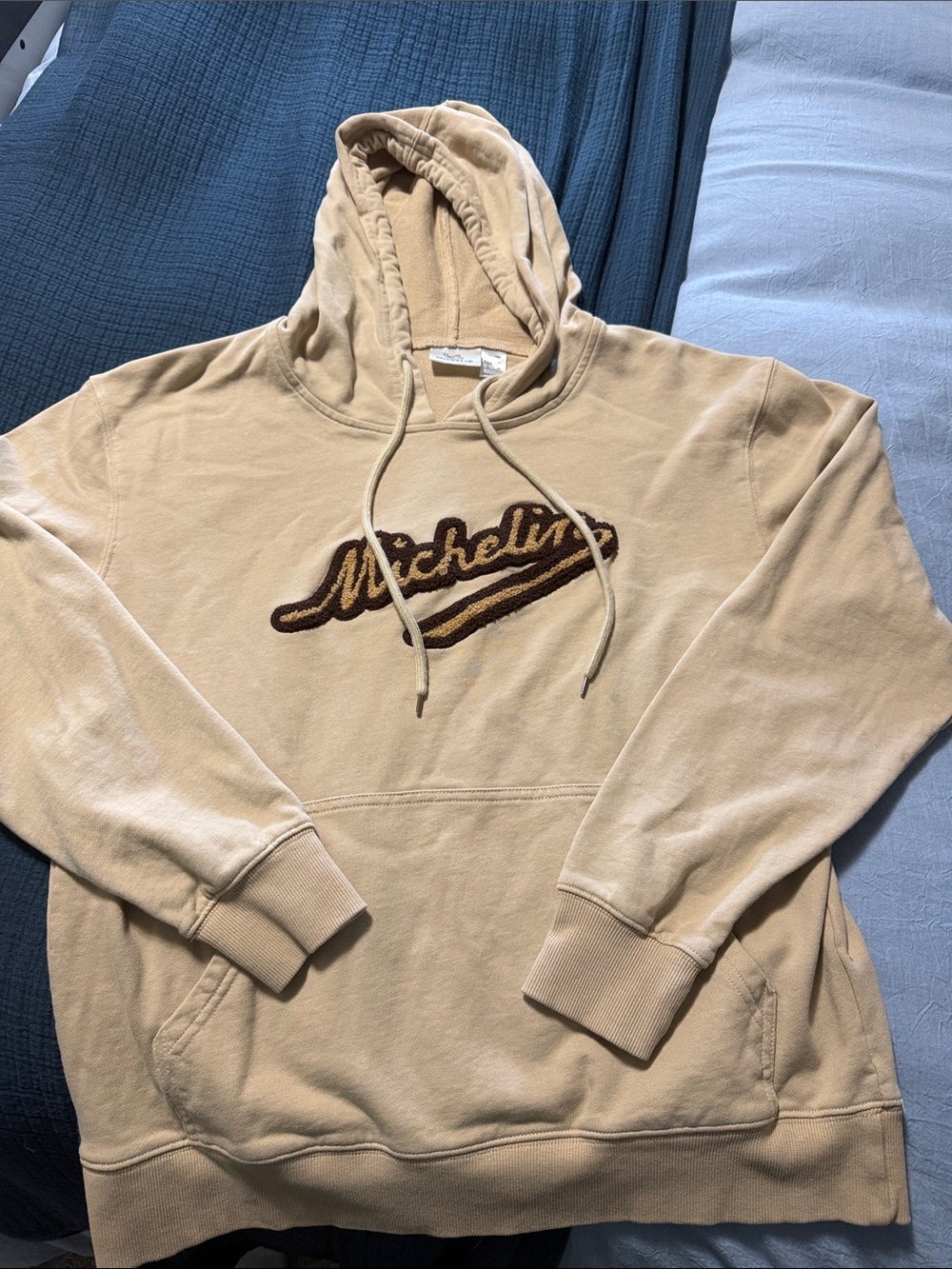 Michelin Men's Tan Pullover Hoodie with Script Chest Logo